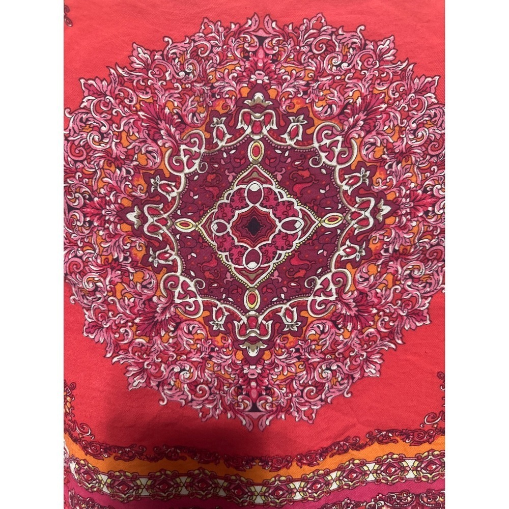 Laundry by Shelli Segal Red Orange Pink Medallion Print 3/4 Sleeve Dress Size 8 - Picture 2 of 10